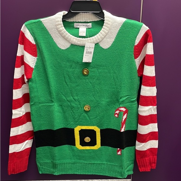 Santas Helper Elf Christmas Sweater Ugly Xmas Sweater Size: M/L NEW!! - Picture 7 of 7